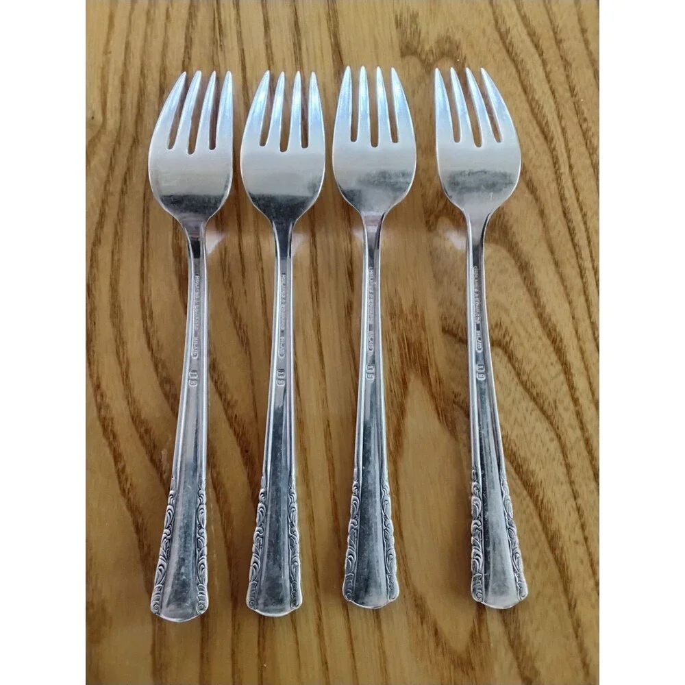 Holmes & Edwards Inlaid Silverplate Forks May Queen Set Of 4